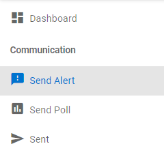 Send Alert highlighted in grey from Hamburger Menu