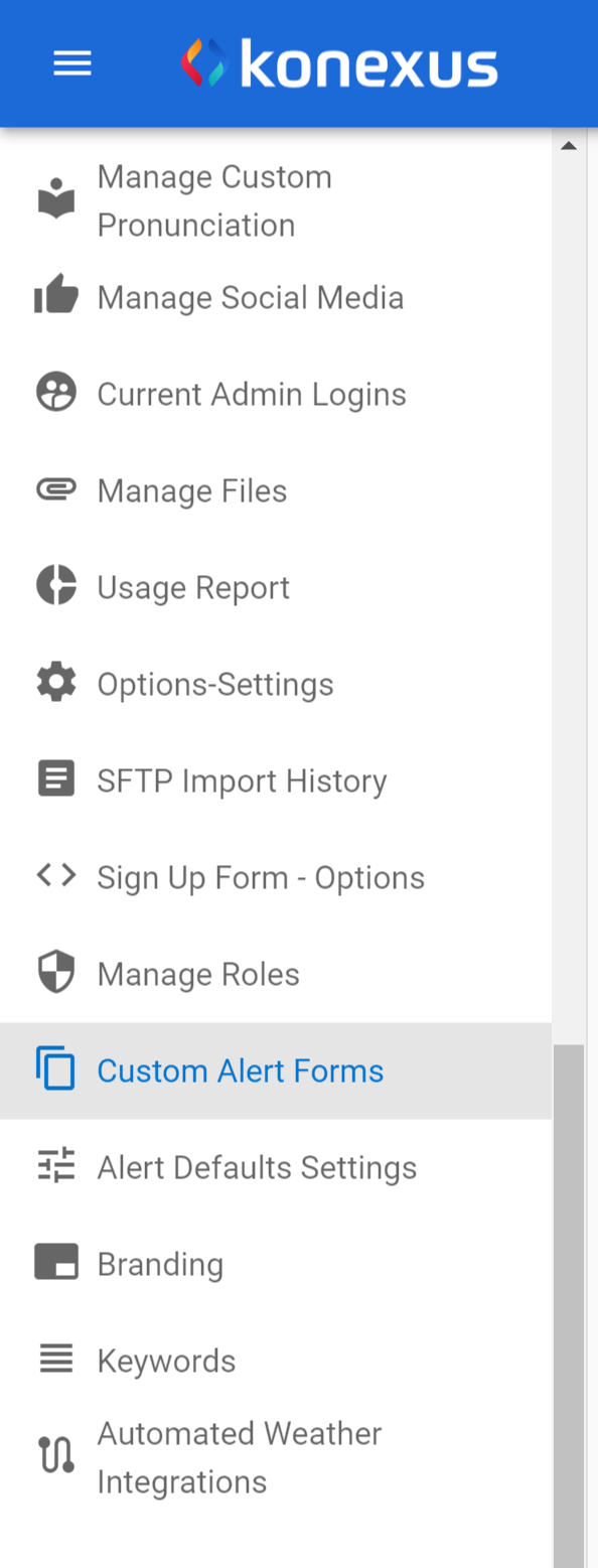 Managing Custom Alert Forms