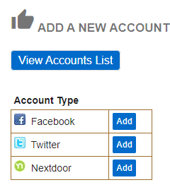 Add a new account - view account List 