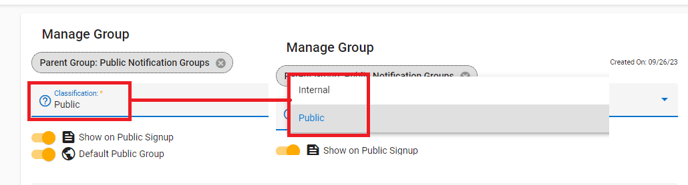 Appropriate Internal or Public groups page