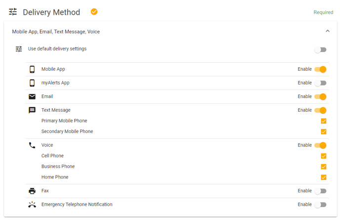 Delivery methods and add voice options