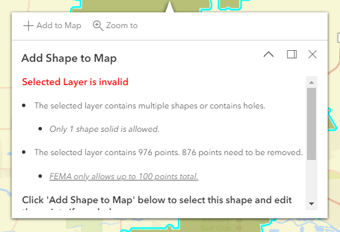 Add shape to map - Selected layer is invalid