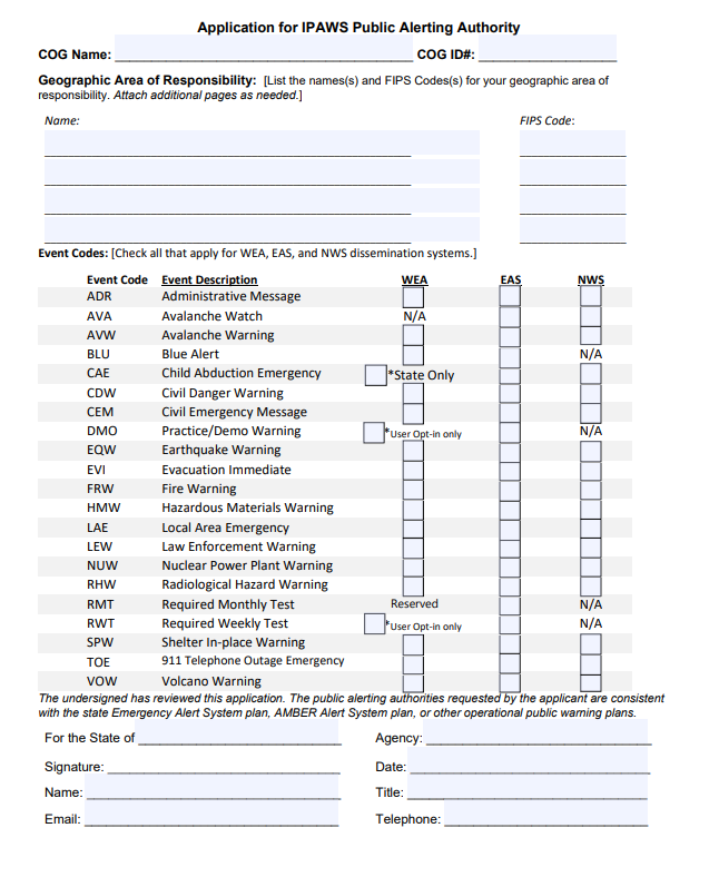 Application for IPAWS