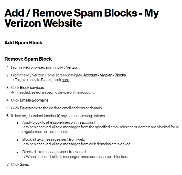 Add/Remove Spam Blocks